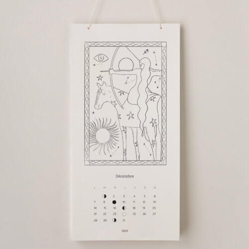 Calendrier Lunaire & Zodiacal 2026 — Illustrations à colorier